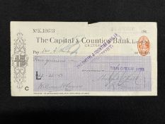 R.M.S. TITANIC: Titanic relief fund cheque four guineas to the family of Richard Hocking.