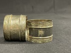 WHITE STAR LINE: A rare pair of late 19th/early 20th century napkin rings numbered 265 and 233.