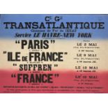 TRAVEL POSTERS: Early 20th century French Compagnie Générale Transatlantique poster, Transatlantique