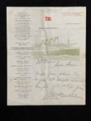 R.M.S. TITANIC: Extremely rare hand written letter by John Bartholomew, White Star Line's