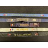 OCEAN LINER: Collection of gala night ribbons including Liberté and France. (5)