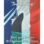 TRAVEL POSTERS: French Line Your Gay Entree to England and France by Paul Colin. 32ins. x 26ins.