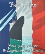 TRAVEL POSTERS: French Line Your Gay Entree to England and France by Paul Colin. 32ins. x 26ins.