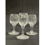 WHITE STAR LINE: Cut glass mixed sherry and other glasses. 3½ins. and 4ins. (3)