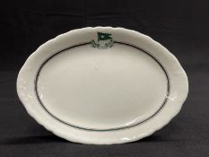 WHITE STAR LINE: Rare John Maddock and Sons oval dish with green banded decoration. 8½ins.