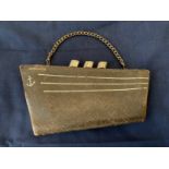 OCEAN LINER/ART DECO: Rare clutch handbag in the form of the S.S. Normandie circa 1935, black