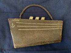 OCEAN LINER/ART DECO: Rare clutch handbag in the form of the S.S. Normandie circa 1935, black