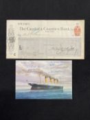 R.M.S. TITANIC: Relief fund cheque to the family of Richard Parsons, Second-Class passenger, plus