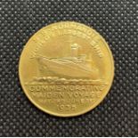 OCEAN LINER: S.S. Normandie. A bronze medal by Jean Vernon in the art deco style, issued to