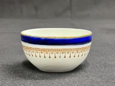 WHITE STAR LINE: Mintons First-Class sugar bowl decorated in cobalt blue. 2ins.