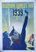 TRAVEL POSTERS: 1939 New York Worlds Fair lithograph in colours by Albert Staehle (A) 20ins x 13½