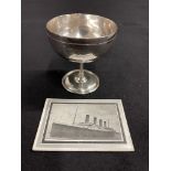 WHITE STAR LINE: Elkington plate First-Class sundae dish. 4ins. Plus an In Sacred Memory of