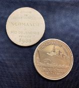 OCEAN LINER: A BRONZE COMMEMORATIVE MEDAL, for the S.S. "Normandie", circular, cast in relief with a