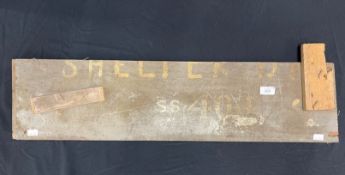 R.M.S. OLYMPIC: Birch First-Class Stateroom wood section stencilled SS400. 34ins. x 8ins.