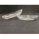 WHITE STAR LINE: Cut glass rare pair of oval dishes with sunburst decoration to base. (2)