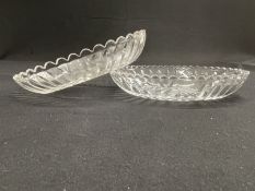 WHITE STAR LINE: Cut glass rare pair of oval dishes with sunburst decoration to base. (2)