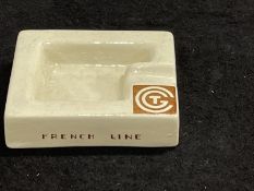 OCEAN LINER: Jean Luce of Paris French Line ceramic ashtray S.S. Normandie. 3½ins.