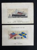 THE MAY COLLECTION: R.M.S. Lusitania silk postcards. (2)