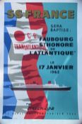 TRAVEL POSTERS: S.S. France Sers Baptise Faubourg St Honore De L'Atlantique Le 17 Janvier 1962 for