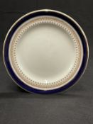 WHITE STAR LINE: First-Class Mintons side plate, cobalt band with gilt decoration. 6½ins.