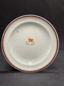 WHITE STAR LINE: Unusual Wedgwood side plate with house flag to centre and brown band to rim. 7ins.