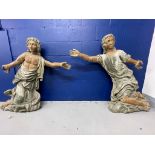 MARITIME: An extremely impressive rare pair of European 19th century treen stern figureheads in