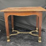 WHITE STAR LINE: R.M.S. Majestic mahogany side table marked Majestic Saloon with bronze drop in
