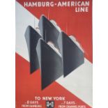 TRAVEL POSTERS: Hamburg America Line to New York by Hugo Koeke (B+) 33ins. x 23ins.