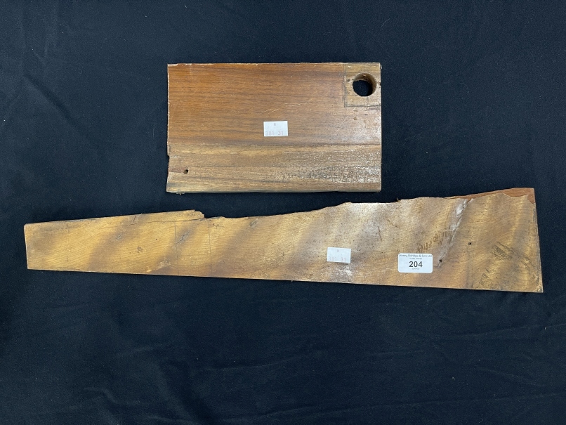 R.M.S. OLYMPIC: Birch First-Class Stateroom wood section fragments. 22ins. x 4ins. and 9ins. x