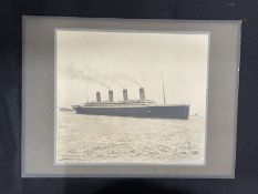 R.M.S. OLYMPIC: Period silver gelatin photograph of Olympic on April 10th 1912 leaving on her maiden