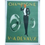 TRAVEL/ADVERTISING POSTERS: Superb example Champagne Vve A. Devaux by D'Apres Dryden lithograph in