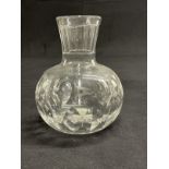 WHITE STAR LINE: Cut glass bulbous table carafe with house flag. 6ins.