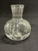 WHITE STAR LINE: Cut glass bulbous table carafe with house flag. 6ins.