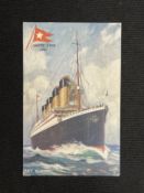 R.M.S. TITANIC AND R.M.S. OLYMPIC: A Tucks postcard of the Olympic, but sent from Southampton on