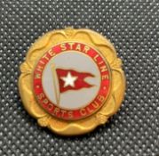 WHITE STAR LINE: Rare company Sports Club brooch, of circular form gold floral motif Inscription