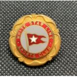 WHITE STAR LINE: Rare company Sports Club brooch, of circular form gold floral motif Inscription