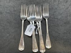 Hallmarked Silver: Flatware dessert forks, London, Frederick Elkington 1849/50. Approx. 7¼oz. (6)