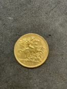 Bullion gold coin Edward VII half sovereign, 1909. Weight 4g.