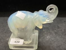 The Mavis and John Wareham Collection: Jobling Art Glass: Opalescent elephant with raised trunk on