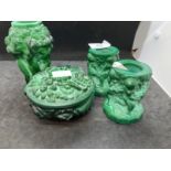 The Mavis and John Wareham Collection: 20th cent. Hoffmann malachite art glass cherub vase, a