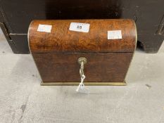 19th cent. Walnut dome top brass bound stationery box, lined interior fitted with a Bramah lock