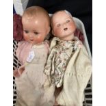 Toys: Armand Marseille baby doll, bisque head, open and close eyes, open mouth, two teeth, A.M