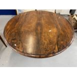 Early 19th cent. Rosewood circular tilt top dining table on carved column support with tripod feet