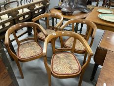 Early 20th cent. Art Deco beech bentwood dining chairs, set of four.