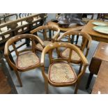 Early 20th cent. Art Deco beech bentwood dining chairs, set of four.