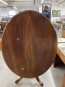 19th cent. Mahogany tilt top breakfast table (top A/F), on four leg single column base. Approx.