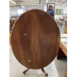 19th cent. Mahogany tilt top breakfast table (top A/F), on four leg single column base. Approx.