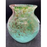The Mavis and John Wareham Collection: Monart vase pale green with bright green and red inclusions