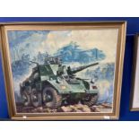 •Frank Wootton (1911-1998): Oil on canvas, Saladin armoured car commissioned by Major Dennis