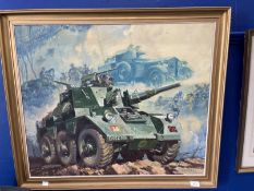 •Frank Wootton (1911-1998): Oil on canvas, Saladin armoured car commissioned by Major Dennis